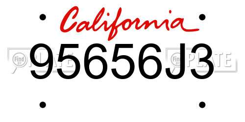 95656J3 California License Plate