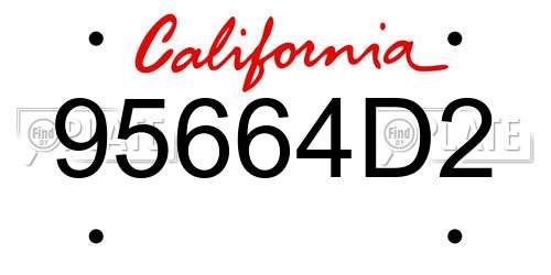 95664D2 California License Plate