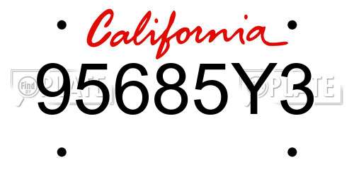 95685Y3 California License Plate