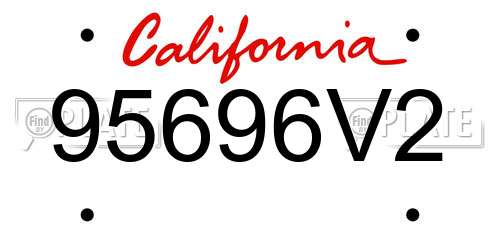 95696V2 California License Plate
