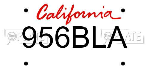 956BLA California License Plate