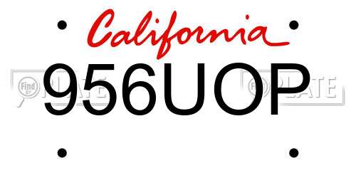 956UOP California License Plate