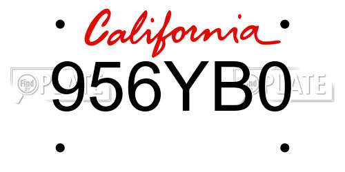 956YB0 California License Plate