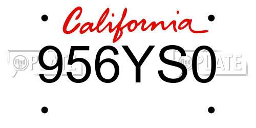 956YS0 California License Plate