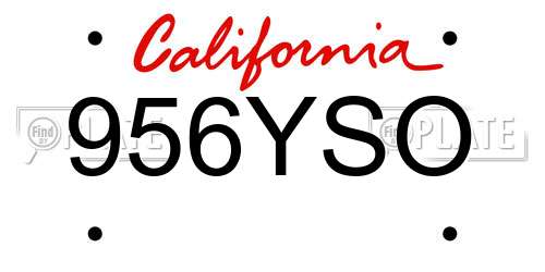 956YSO California License Plate