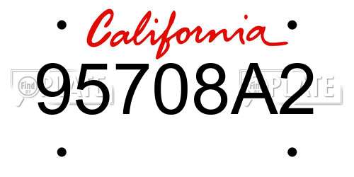 95708A2 California License Plate