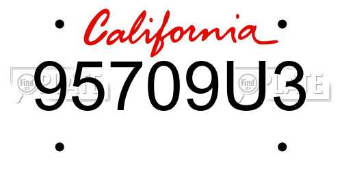 95709U3 California License Plate