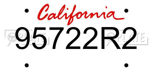 95722R2 California License Plate