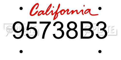 95738B3 California License Plate