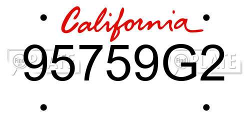 95759G2 California License Plate