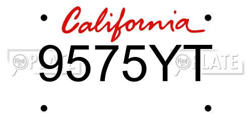 9575YT California License Plate
