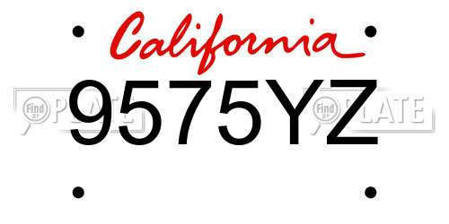 9575YZ California License Plate