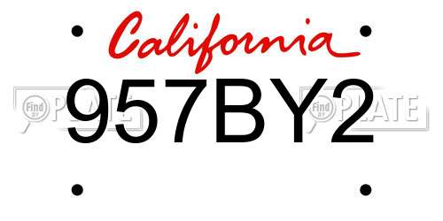 957BY2 California License Plate