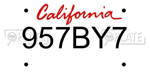 957BY7 California License Plate