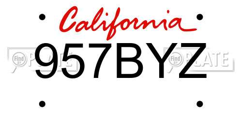 957BYZ California License Plate