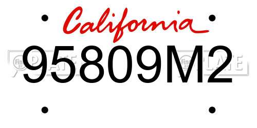 95809M2 California License Plate