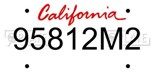 95812M2 California License Plate