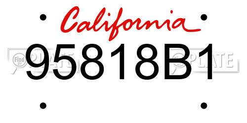 95818B1 California License Plate
