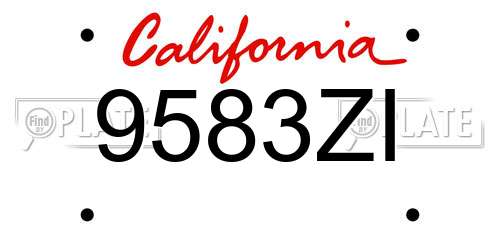 9583ZI California License Plate