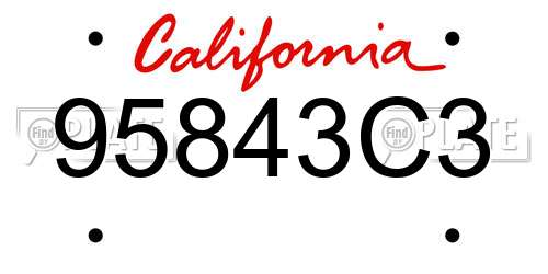 95843C3 California License Plate