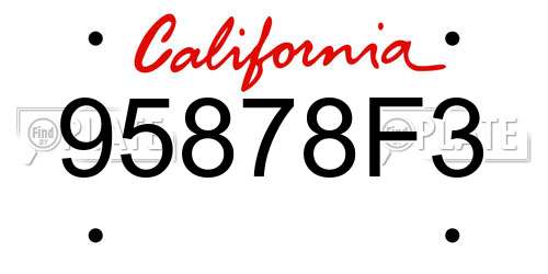 95878F3 California License Plate