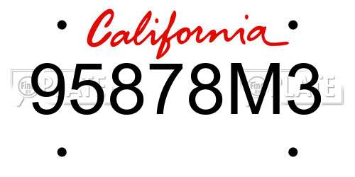 95878M3 California License Plate