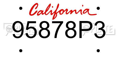 95878P3 California License Plate