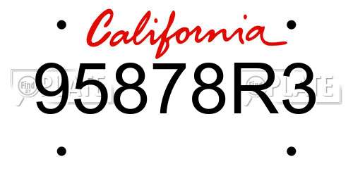 95878R3 California License Plate