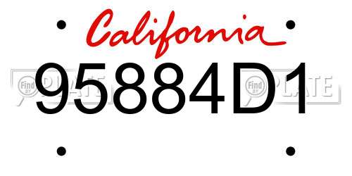 95884D1 California License Plate