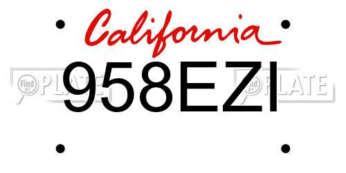 958EZI California License Plate