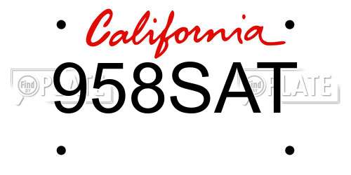958SAT California License Plate