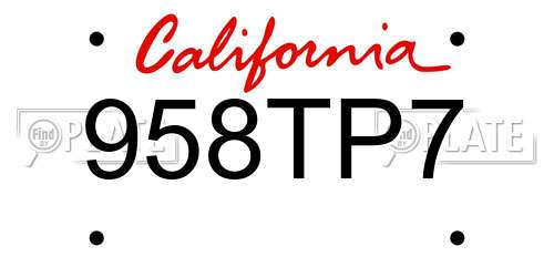 958TP7 California License Plate