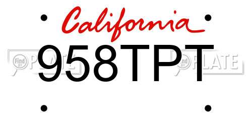 958TPT California License Plate