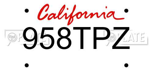 958TPZ California License Plate