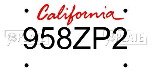 958ZP2 California License Plate