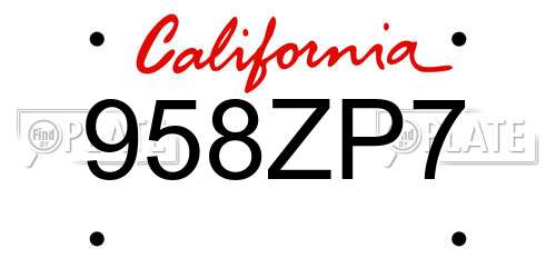 958ZP7 California License Plate