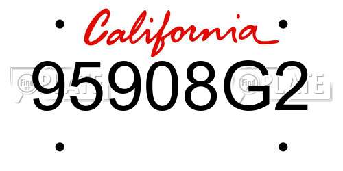 95908G2 California License Plate