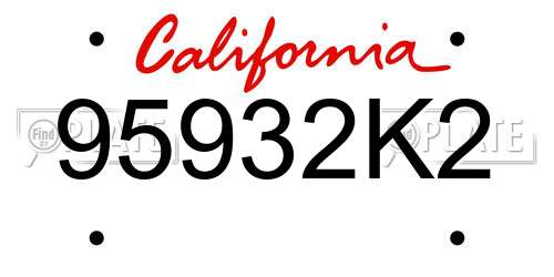 95932K2 California License Plate