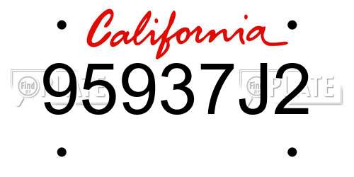 95937J2 California License Plate