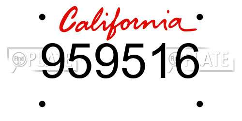 959516 California License Plate