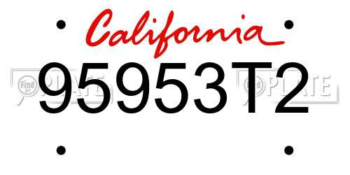 95953T2 California License Plate