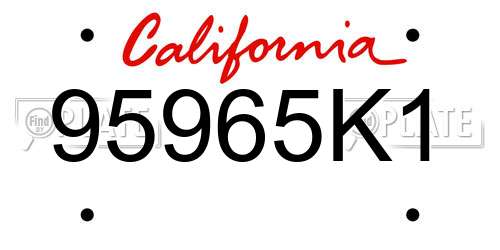 95965K1 California License Plate