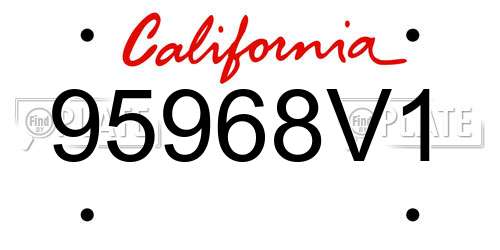 95968V1 California License Plate