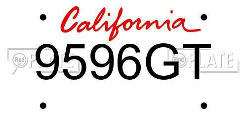 9596GT California License Plate