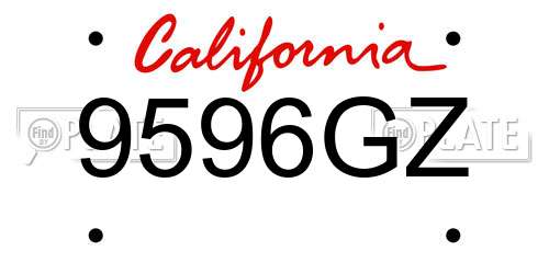 9596GZ California License Plate
