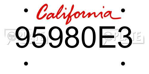 95980E3 California License Plate
