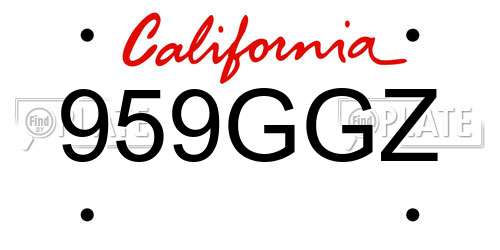 959GGZ California License Plate