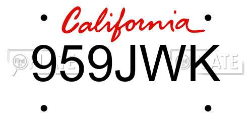 959JWK California License Plate