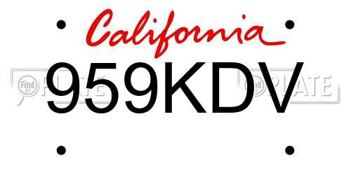 959KDV California License Plate