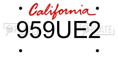 959UE2 California License Plate
